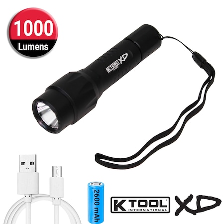 K-Tool International 1000 Lu Flashlight W/ Power Bank Function KTIXD6132